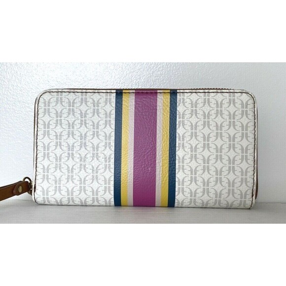 New Fossil Jori zip clutch wristlet RFID wallet Pink Stripe - Picture 1 of 6